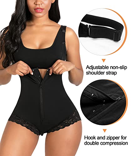 SHAPERX Shapewear for Women Tummy Control Fajas Colombianas Body Shaper Zipper Open Bust Bodysuit - Fajas Colombianas ⭐