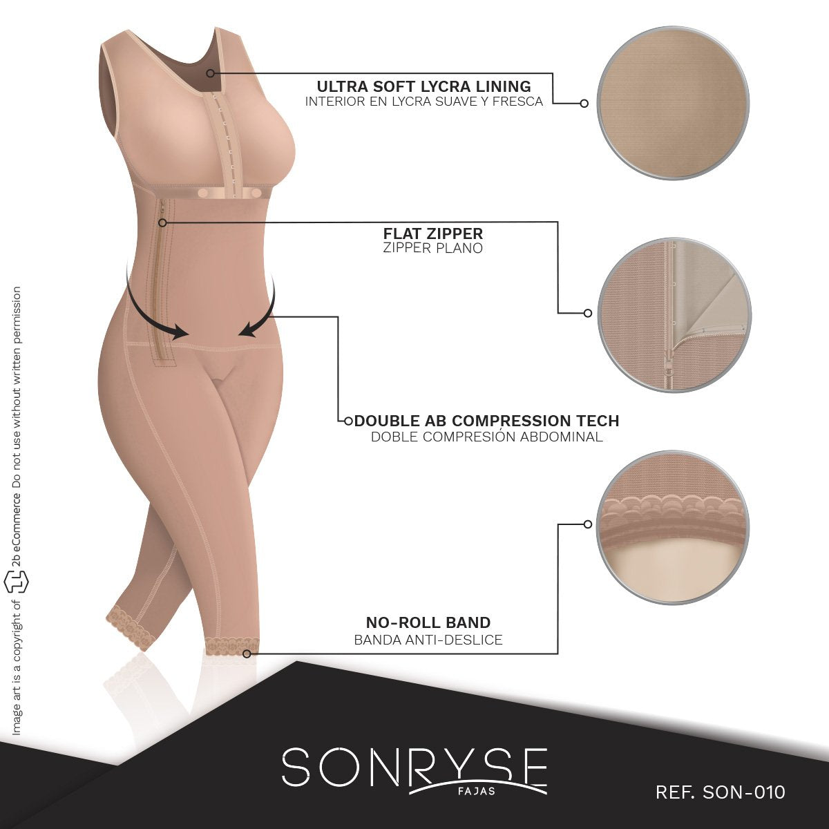 SONRYSE 010ZL Colombian Shapewear Knee Lenght with Built-in bra
