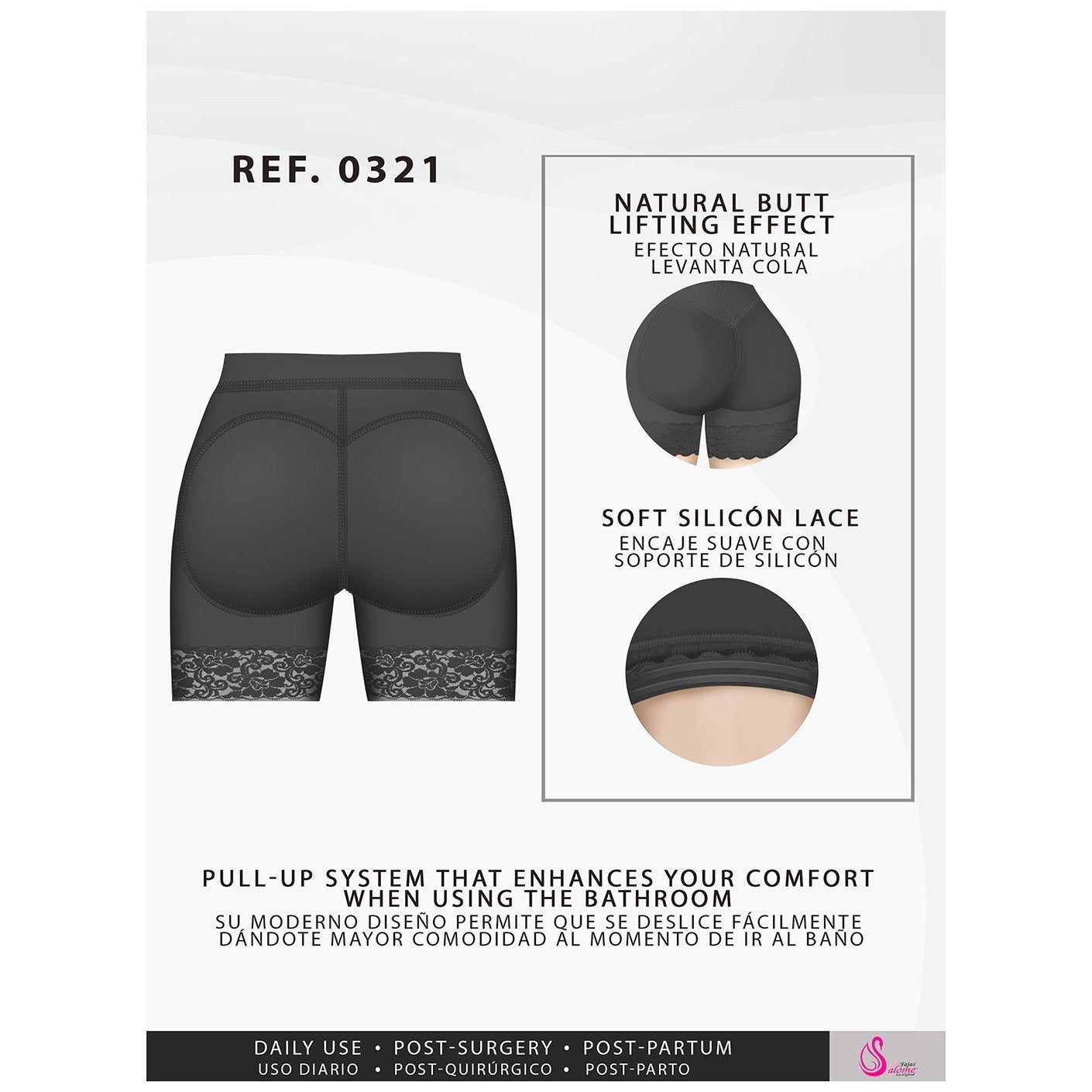 Fajas Salome 0413 Butt Lifter Tummy Control Shapewear for Women