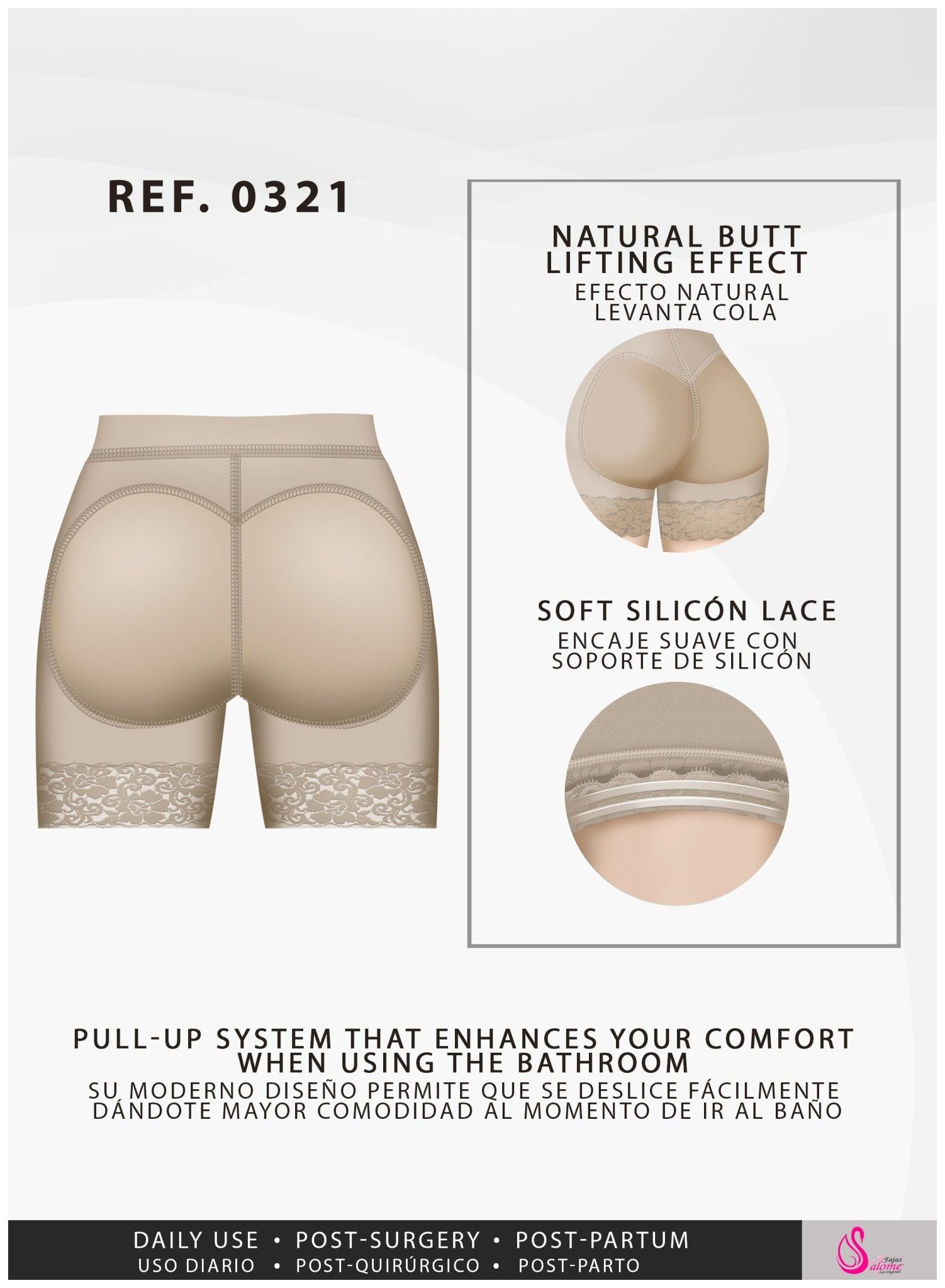 FAJAS SALOME 321 High Waist Compression Slimmer Butt Lifter Shapewear Shorts - New England Supplier