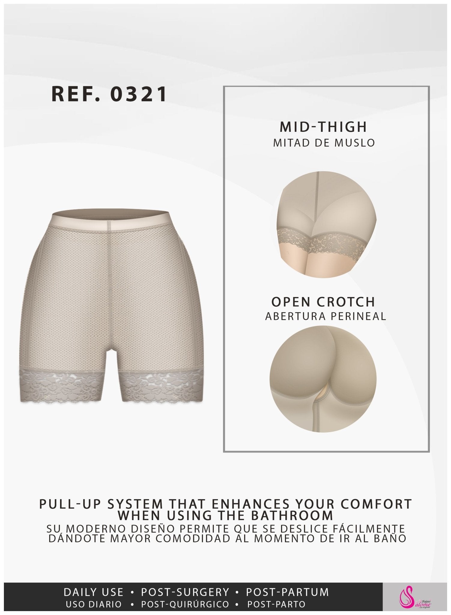 Fajas Salome 0321 | High Waist Compression Slimmer Butt Lifter Shapewear  Shorts | Powernet