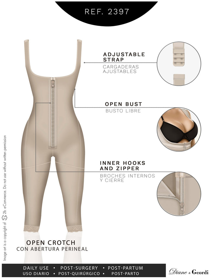 Knee Length Full Body Shaper / Powernet Diane & Geordi 2397 - New England Supplier