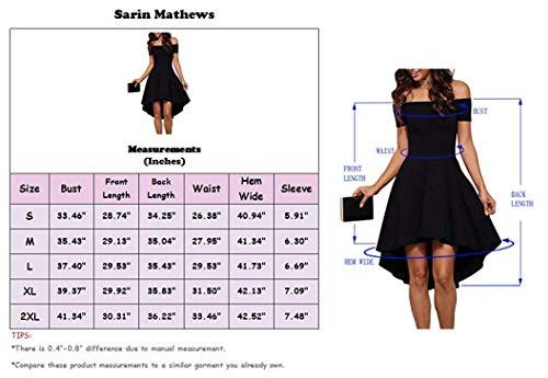 Sarin Mathews Women Off The Shoulder Short Sleeve High Low Cocktail Skater Dress Black XL - Colombian Body Shaper