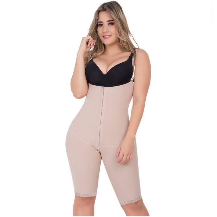 Uplady 6172 Open Bust Tummy Control Butt Lifter Knee Length Bodysuit - New England Supplier