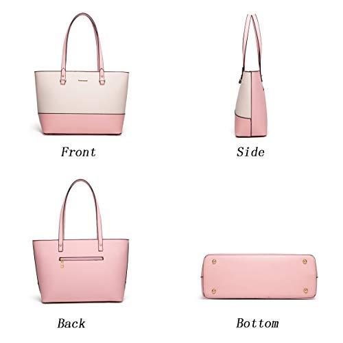 Women Fashion Handbags Wallet Tote Bag Shoulder Bag Top Handle Satchel Purse Set 4pcs (Pink-D) - Colombian Body Shaper